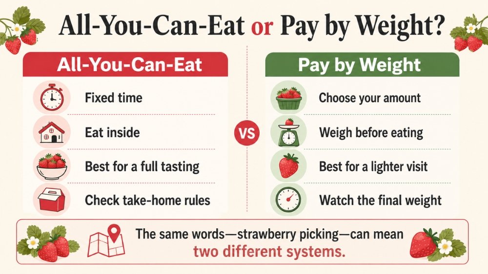 Comparison of all-you-can-eat and pay-by-weight strawberry picking